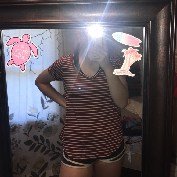 Maroon and white striped tee - Picture 2 of 3